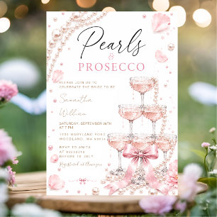 Invitation Fête de mariage aux perles roses et au champagne P