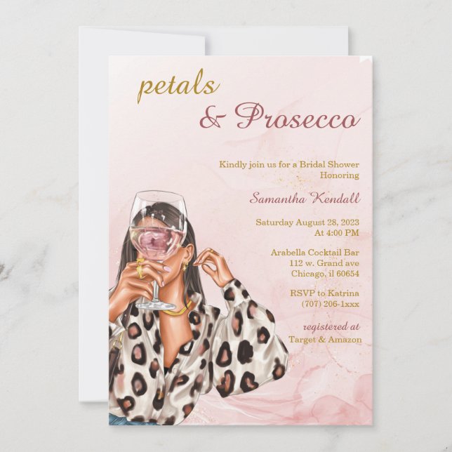 Invitation Fête de mariage aux pétales et prosecco (Devant)