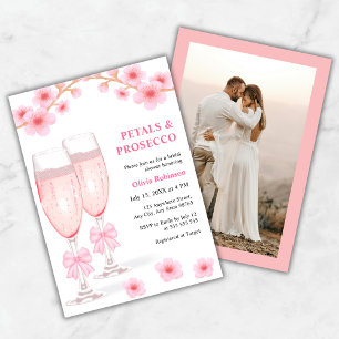 Invitation Fête de mariage aux pétales florales roses et au P