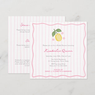 Invitation Fête de mariage aux rayures modernes avec citron d