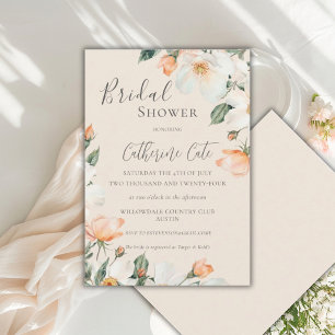 Invitation Fête de mariage aux roses florales pêche aquarelle