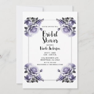 Invitation Fête de mariage aux roses lavande violette délicat