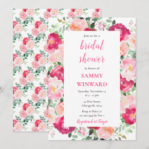 Invitation Fête de mariage aux roses roses romantiques