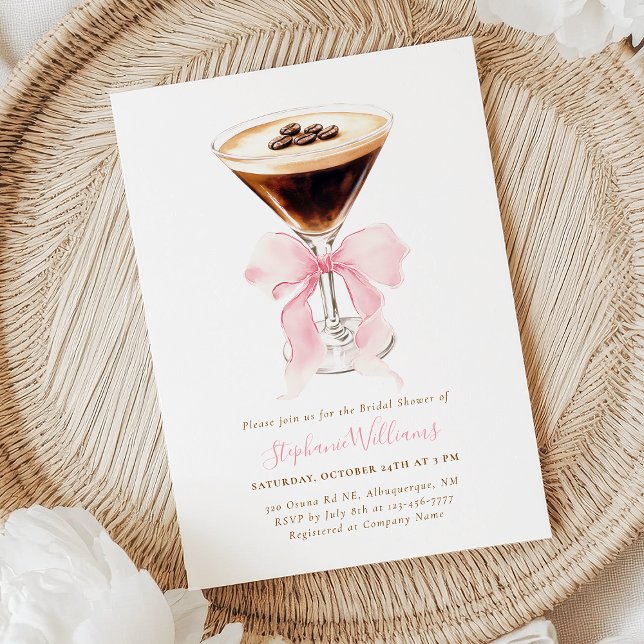 Invitation Fête de mariage avec café à ruban rose (Créateur téléchargé)