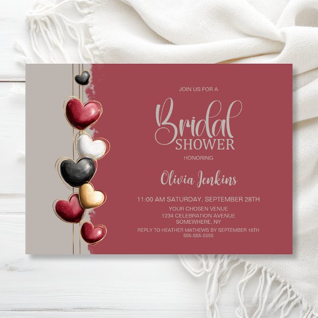 Invitation Fête de mariage avec coeurs rouges et roses (Créateur téléchargé)