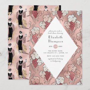 Invitation Fête de mariage avec dégustation de vin Rose Gold 