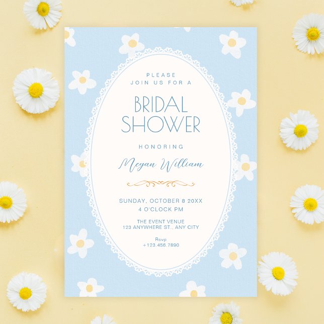Invitation Fête de mariage avec des fleurs bleues (Créateur téléchargé)
