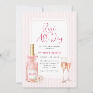 Invitation Fête de mariage avec du champagne rosé pétillant