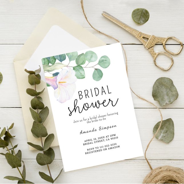 Invitation Fête de mariage avec fleur de calla et eucalyptus (Créateur téléchargé)