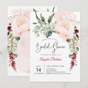 Invitation Fête de mariage avec fleurs aquarelles rose par Pi