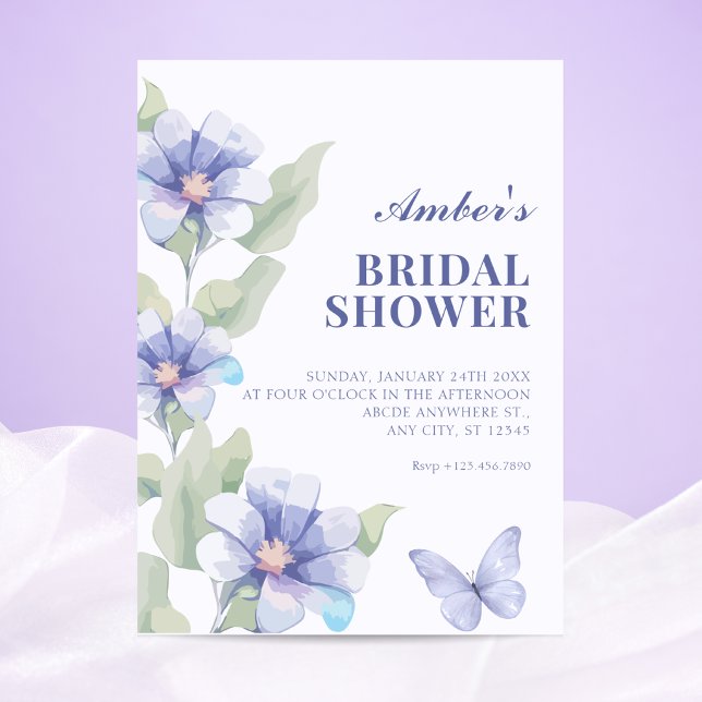 Invitation Fête de mariage avec floraison florale violette (Créateur téléchargé)