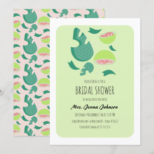 Invitation Fête de mariage avec fruit de goyave rose vert