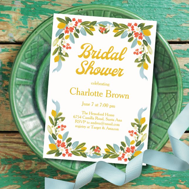 Invitation Fête de mariage avec guirlande de citrons (Créateur téléchargé)
