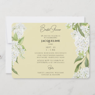 Invitation Fête de mariage avec hortensias blancs qui dégouli