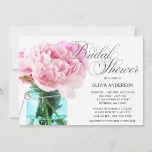 Invitation Fête de mariage avec jarres en brique et pivoines 