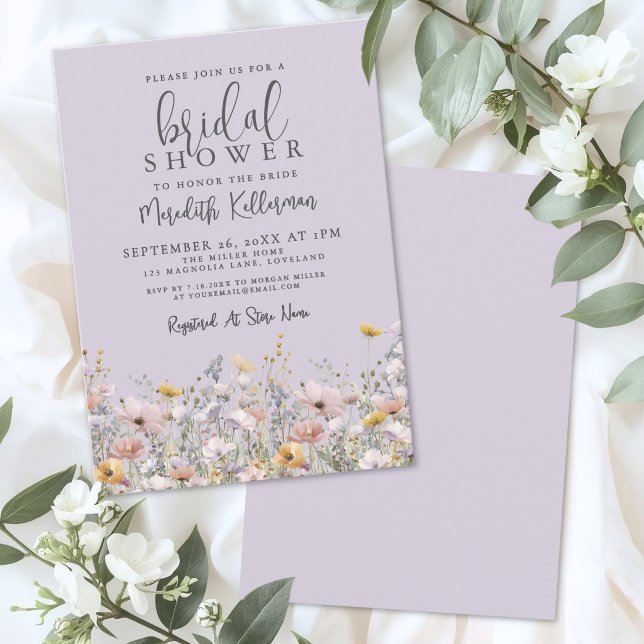 Invitation Fête de mariage avec la Fleur Sauvage Violette (Purple Wildflower Bridal Shower Invitation )