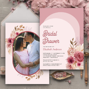 Invitation Fête de mariage avec photo de pampa rose grenade f