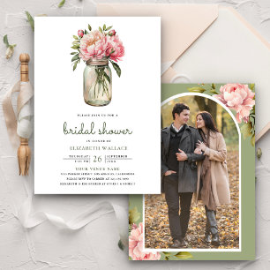 Invitation Fête de mariage avec photo de pot Mason à fleurs r