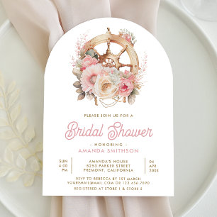 Invitation Fête de mariage avec roue de gouvernail de bateau 