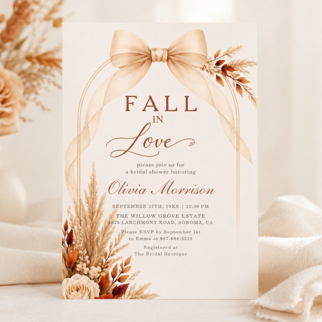 Invitation Fête de mariage avec ruban d'herbe des Pampas Tomb (Créateur téléchargé)