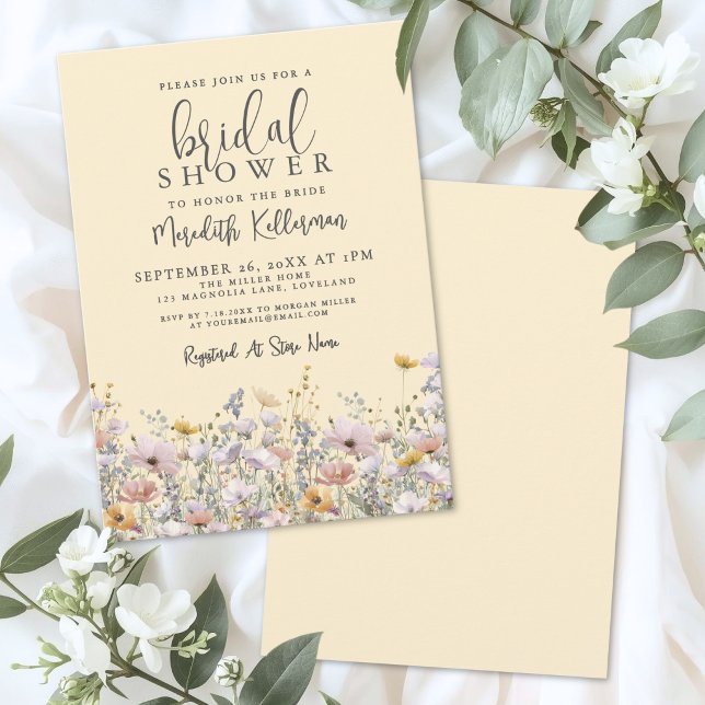 Invitation Fête de mariage avec tournesol jaune (Yellow Wildflower Bridal Shower Invitation)