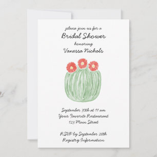 Invitation Fête de mariage avec un Cactus à Fleurs Rouges en