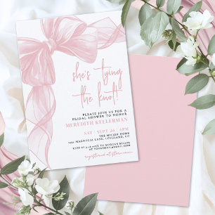 Invitation Fête de mariage avec un élégant nœud rose blush