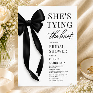 Invitation Fête de mariage avec un nœud noir Elle fait le nœu