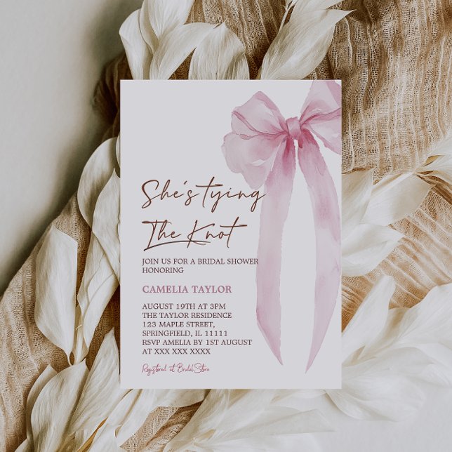 Invitation Fête de mariage avec un nœud papillon rose (Créateur téléchargé)