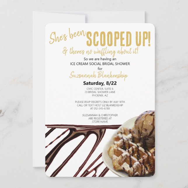 Invitation Fête de mariage avec une boule de glace au chocola (Devant)