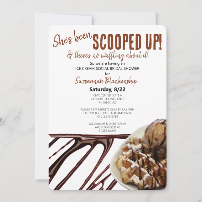 Invitation Fête de mariage avec une boule de glace au chocola (Devant)