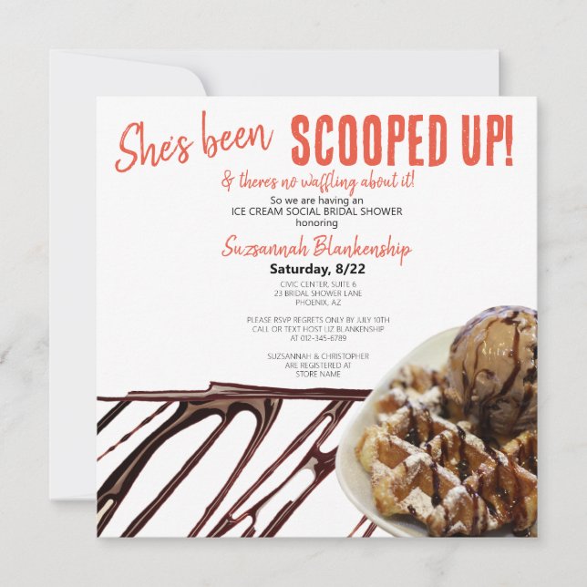 Invitation Fête de mariage avec une boule de glace au chocola (Devant)