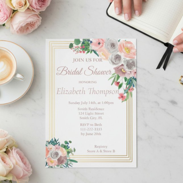 Invitation Fête de mariage avec une élégante fleur violette (Créateur téléchargé)