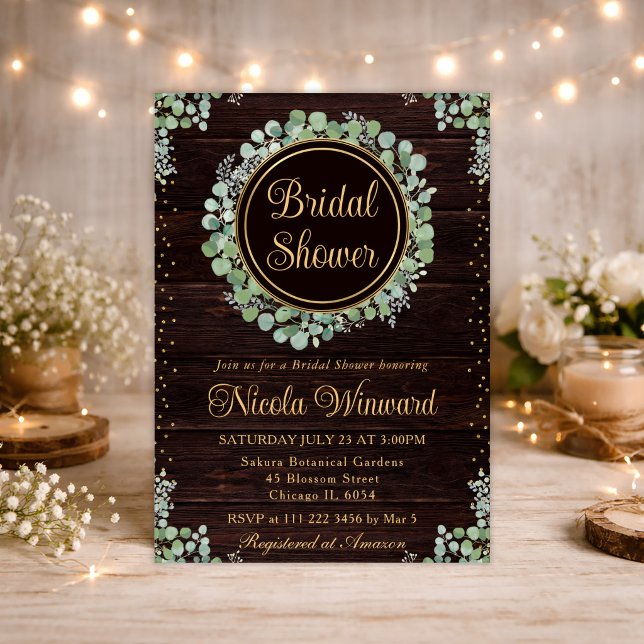 Invitation Fête de mariage avec verdure d'eucalyptus à l'aqua (Créateur téléchargé)