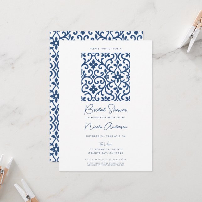 Invitation Fête de mariage baroque de l'ancien monde avec une (Devant/Arrière en situation)