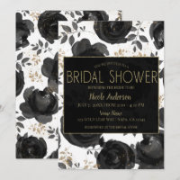 Fête de mariage Black Gold Floral Glam Leaves