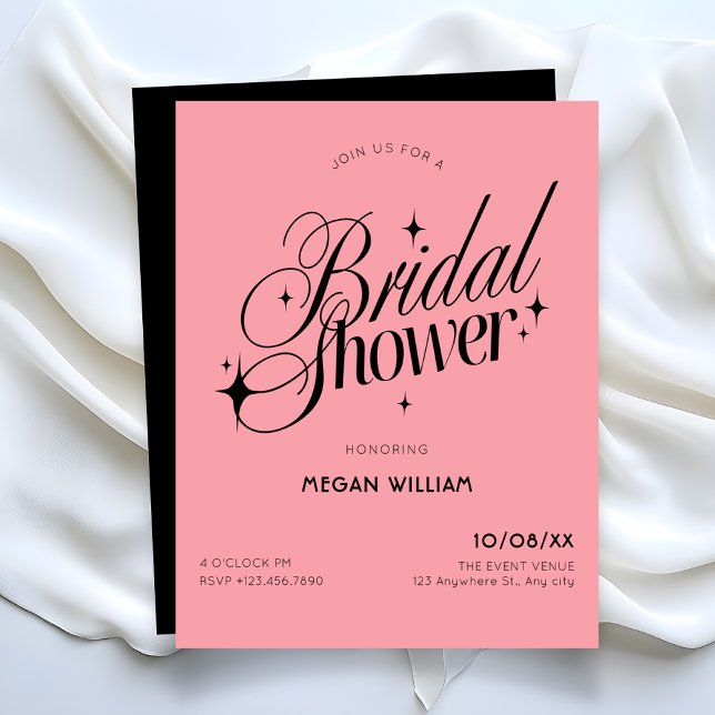 Invitation Fête de mariage Black Pink (Créateur téléchargé)