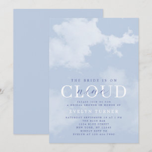Invitation Fête de mariage bleu blanc Cloud Nine aquarelle 
