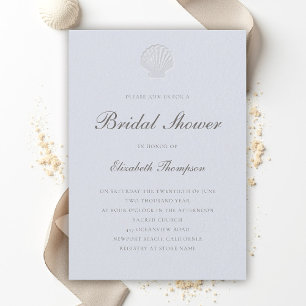 Invitation Fête de mariage bleu formel coquillage nautique cô