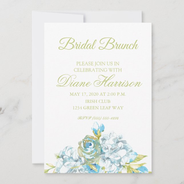 Invitation Fête de mariage Blue Flowers (Devant)