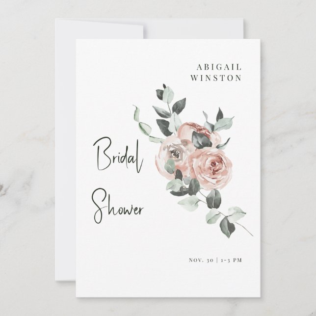 Invitation Fête de mariage Blush Floral & Eucalyptus (Devant)