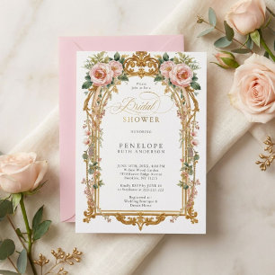 Invitation Fête de mariage Blush Peony Or
