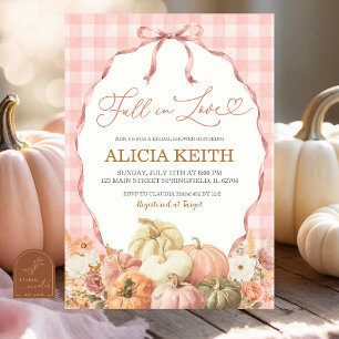 Invitation Fête de mariage Blush Pink Gingham Coquette Pumpki