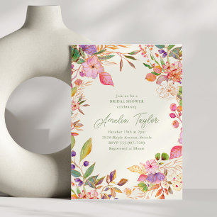 Invitation Fête de mariage bohème aquarelle florale