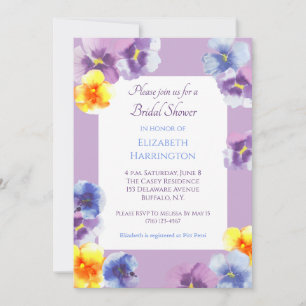 Invitation Fête de mariage bohème aquarelle Pansy Violet