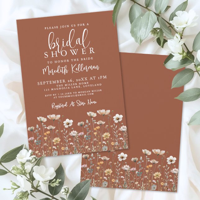 Invitation Fête de mariage bohème aux fleurs sauvages (Boho Wildflower Bridal Shower Invitation)