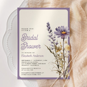 Invitation Fête de Mariage Bohème aux Fleurs Sauvages Violet