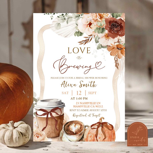 Invitation Fête de mariage bohème coquette automnale avec cit (Créateur téléchargé)