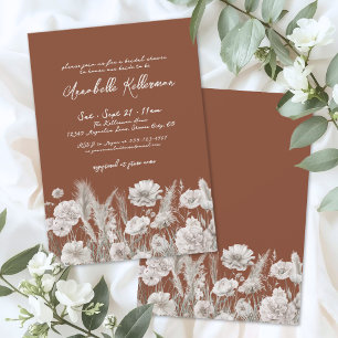 Invitation Fête de mariage bohème florale orange brûlé