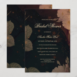 Invitation Fête de mariage bohème gothique floral rouge foncé